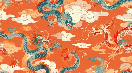 Chinese dragon seamless pattern wallpaper