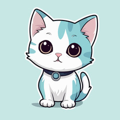 Cute Baby Cat Sticker vector illustration