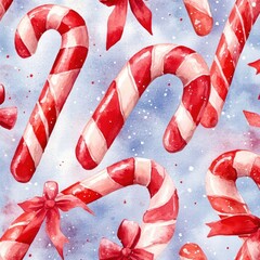 Naklejka premium Colorful Candy Canes with Bows on Festive Background