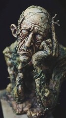 Obraz premium Contemplative Stone Creature: A Gothic Fantasy Sculpture