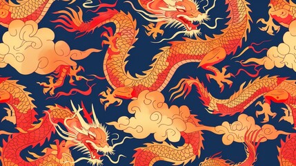 Chinese dragon seamless pattern wallpaper