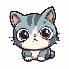 Cute Baby Cat Sticker vector illustration