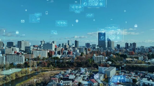 dx, digital transformation, business, city, society, drone, aerial view, upload, update, system, software, data driven, outlook, future, technology, development, growth, strategy, economy, design, con