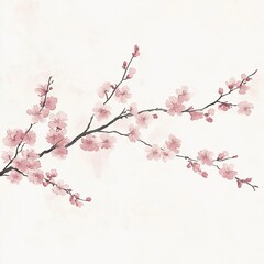 Delicate Cherry Blossom Watercolor Illustration
