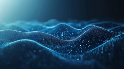 Fototapeta premium Abstract blue glowing connection lines and dots on a dark background