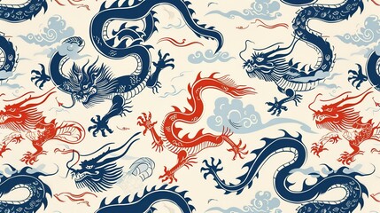 chinese dragon seamless pattern wallpaper