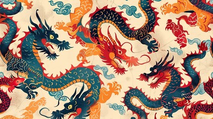 chinese dragon seamless pattern wallpaper