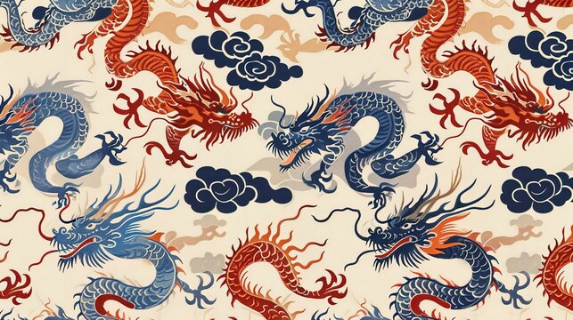 chinese dragon seamless pattern wallpaper