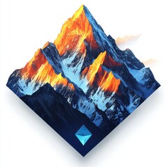 Obraz premium Majestic mountain peaks icon for app design vibrant sunrise colors nature landscape digital art