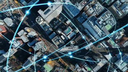 network, city, society, drone, aerial view, bird eye view, future, progress, evolution, advancement, innovation, construction, connection, technology, iot, lpwa, 5g, 6g, haps, dtc, smart city, data, w - Powered by Adobe