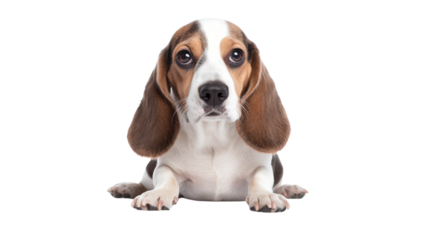 A Melancholic Dog with Sad Eyes Sitting Alone on a Rainy Day Surrounded by Droplets Evoking Deep Emotional Connection isolated on a white background