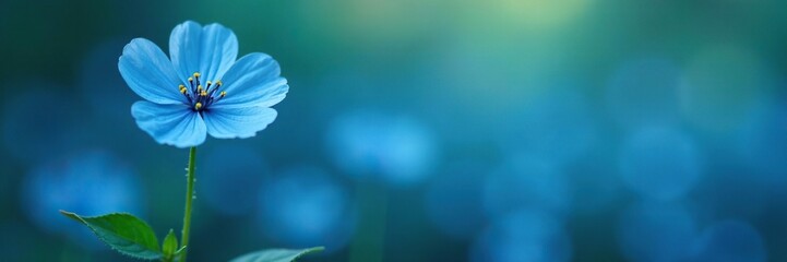 Obraz premium Delicate blue flower stem isolated on a chaotic sea of forget me nots, single, nature