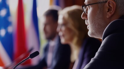 Close-up of political representatives engaged in a heated debate, showing intense expressions of disagreement. Public discussion, government leadership, democracy, news reporting, activism, academia