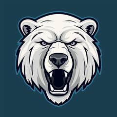 Polar Bear Head Sports Mascot Logo vector illustration