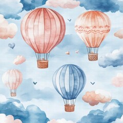 Obraz premium Colorful Hot Air Balloons in a Blue Sky