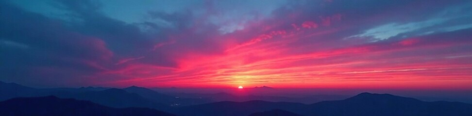 Obraz premium Gradual transition from blue to red across a sky at dusk, atmosphere, twilight