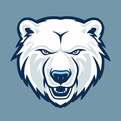 Polar Bear Head Sports Mascot Logo vector illustration