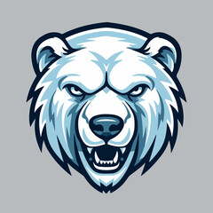 Polar Bear Head Sports Mascot Logo vector illustration