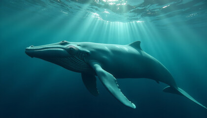 Obraz premium Serene Blue Whale Underwater - Giant Majesty