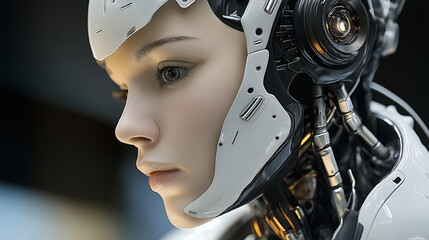 Fototapeta premium Futuristic AI Robot Woman