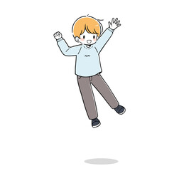 元気にジャンプする男の子のイラスト