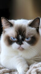 Fototapeta premium Adorable White Cat with Blue Eyes - Cute Kitten Photo