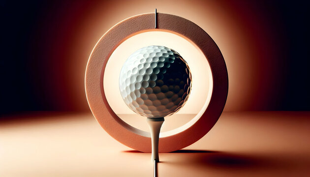 Golf A creative composition with the golf ball and tee centered in the frame, and the golf club head posi3