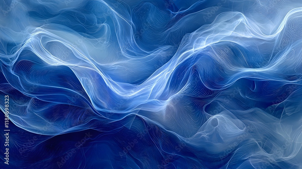 Poster mesmerizing abstract data streams flowing in a striking high tech blue aesthetic creating a visually