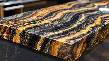 Obraz premium Luxury Black and Gold Marble Countertop Illustration