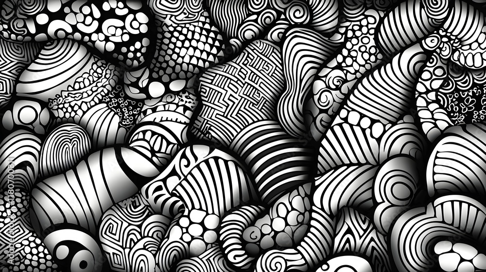 Poster captivating abstract background with intricately woven monochrome patterns flowing lines and contras