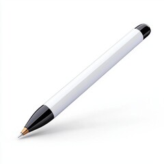 Sleek White Pen with Black Cap on a Clean White Background