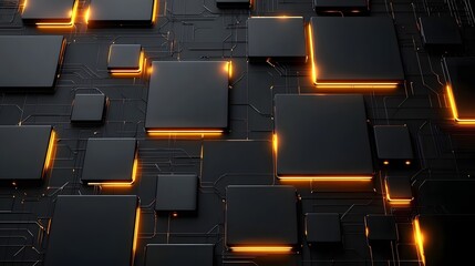 Sleek and modern dark background with glowing geometric shapes neon accents and a dynamic abstract digital composition  3D rendered futuristic design with a minimalist high tech aesthetic