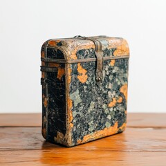 Antique Cracked Paint Box  Vintage Trunk  Retro Decor  Old Chest  Grunge Texture  Shabby C