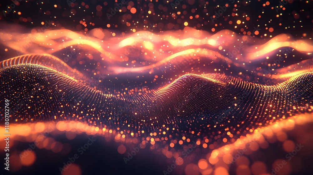 Poster mesmerizing glowing arcs and waves on a futuristic tech inspired backdrop dynamic luminous and capti