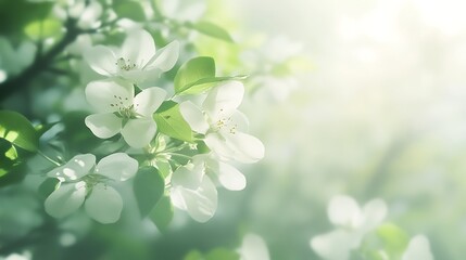Delicate White Blossoms on a Branch in Springtime