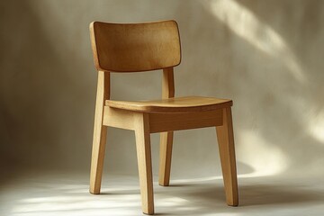Simple wooden chair, light background.