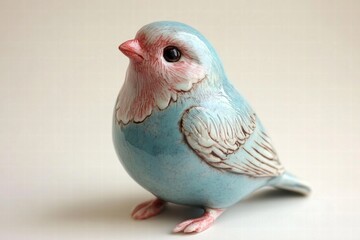 Obraz premium Colorful Ceramic Bird Figurine with Detailed Features and Design