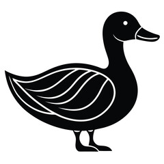 A basic duck icon with a curved beak and simple wing lines, vector art.