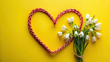 Celebrate Martenitsa! Red and white heart cords, snowdrops, herald spring's arrival on March 1st.