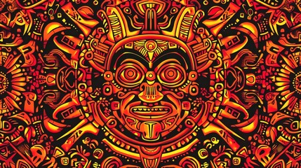 inca sun god seamless pattern wallpaper