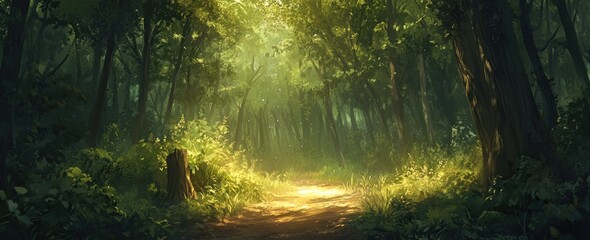 Fototapeta premium Enchanting Forest Trail BACKGROUND