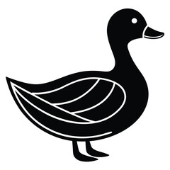 A basic duck icon with a curved beak and simple wing lines, vector art.