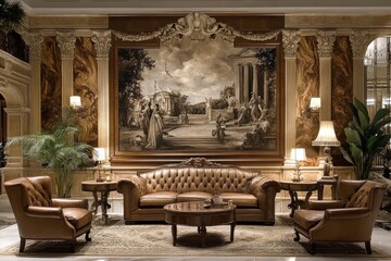 Obraz premium Elegant vintage interior with classic furniture and ornate decor