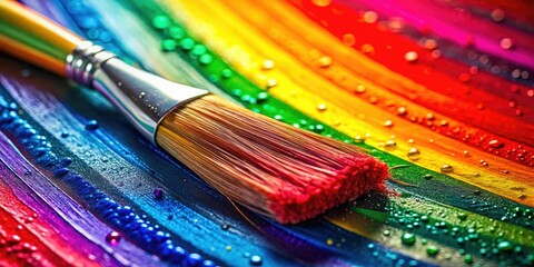Obraz premium Close-up macro reveals vibrant rainbow brushstrokes, a detailed explosion of abstract color.