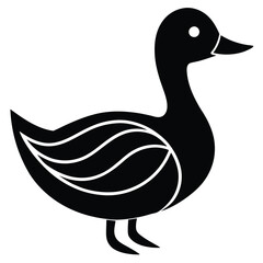 A basic duck icon with a curved beak and simple wing lines, vector art.