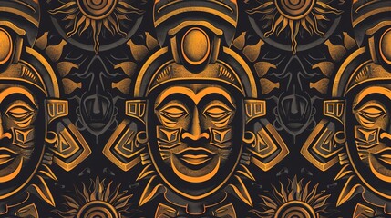 inca sun god seamless pattern wallpaper