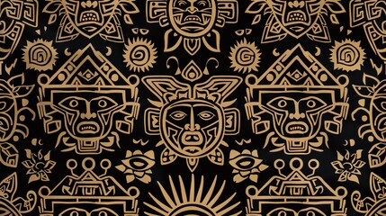 inca sun god seamless pattern wallpaper