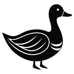 A basic duck icon with a curved beak and simple wing lines, vector art.