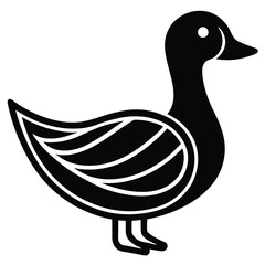 A basic duck icon with a curved beak and simple wing lines, vector art.