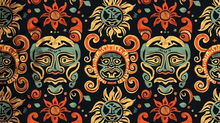 inca sun god seamless pattern wallpaper
